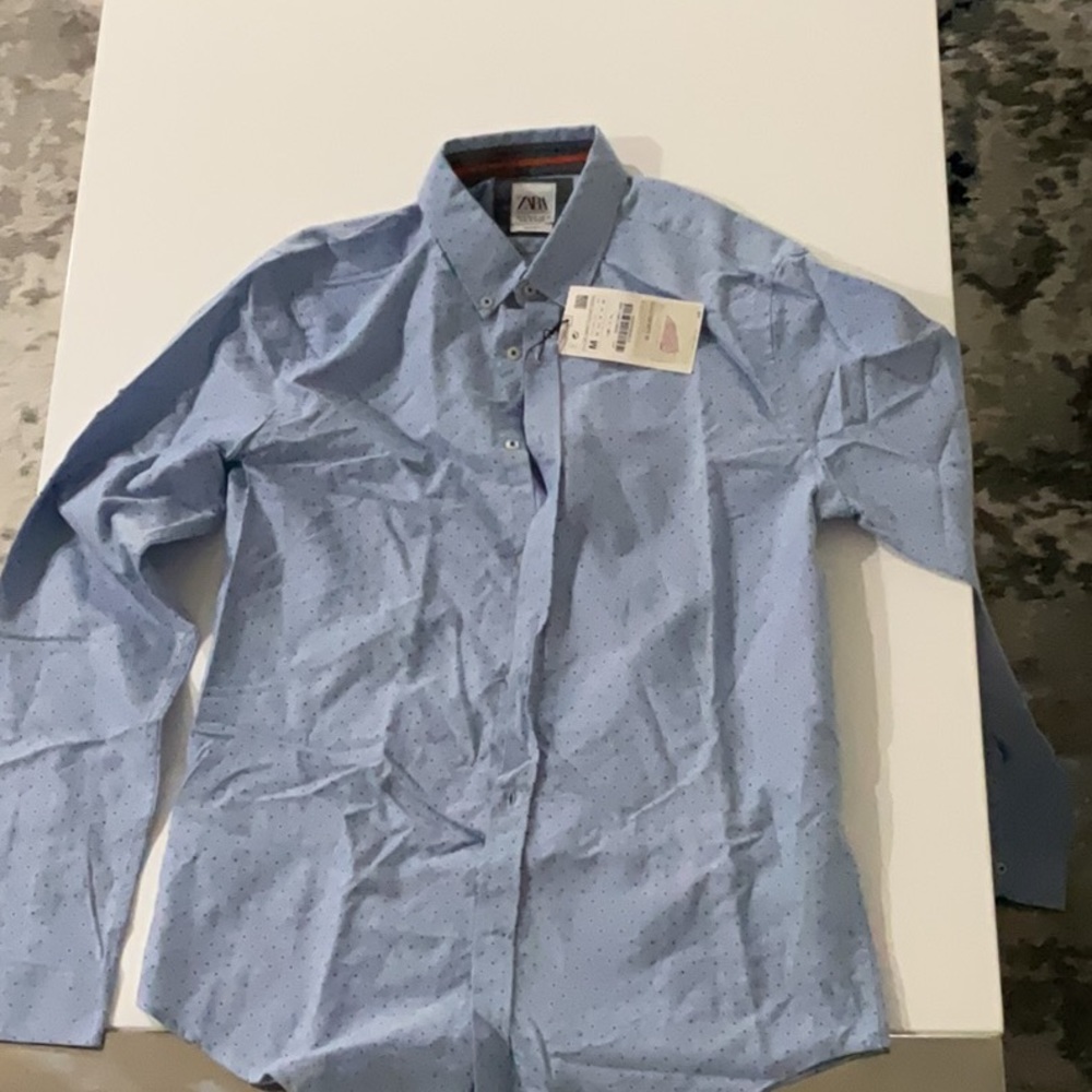 Zara Polka dot button down shirt